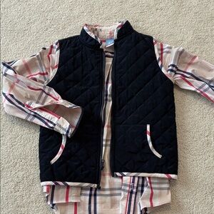 bella bliss Navy Vest and Plaid Shirt Set